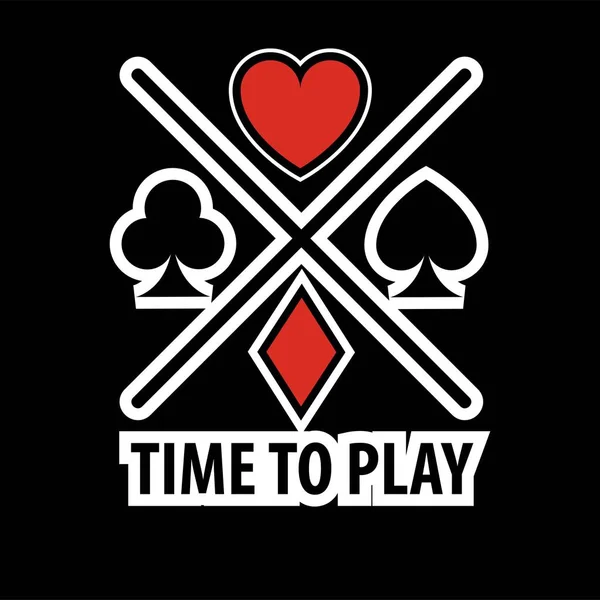 Casino Poker Logo Template Gamble Play Cards Suits Symbols Hearts — Stock Vector