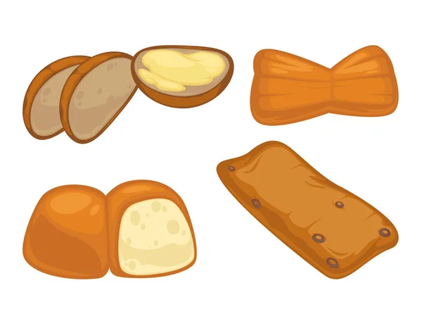 Set Iconos Planos Pan Para Panadería Pastelería Ilustración Aislada Vectorial — Vector de stock
