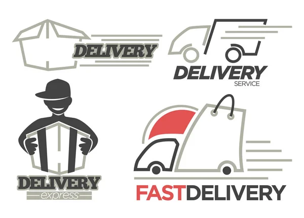 Delivery Logo Templates Set Post Mail Food Onlne Shop Express — Stock Vector