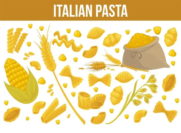 Diseño Póster Pasta Para Cocina Italiana Macarrones Spaghetti Restaurante Vector — Vector de stock