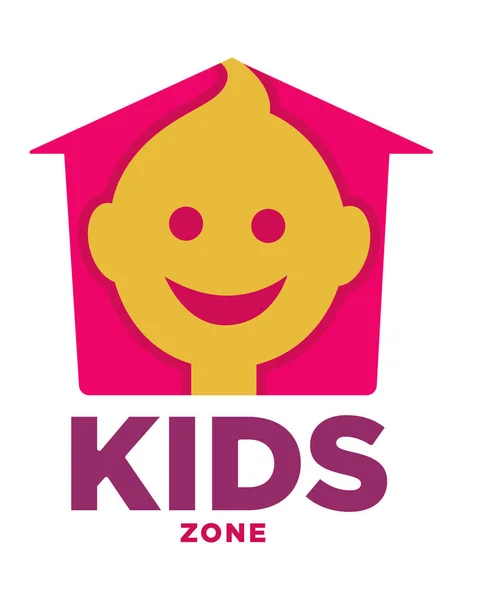 Kinder Zone Logo Vorlage Von Kinderhänden Und Sprechblase Mit Farbigen — Stockvektor