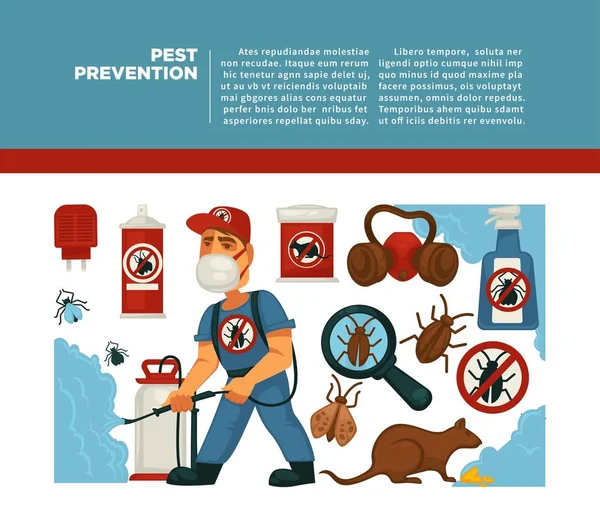 Megsemmisítő Vagy Pest Control Szolgáltatás Egészségügyi Hazai Fertőtlenítés Vektor Lapos — Stock Vector