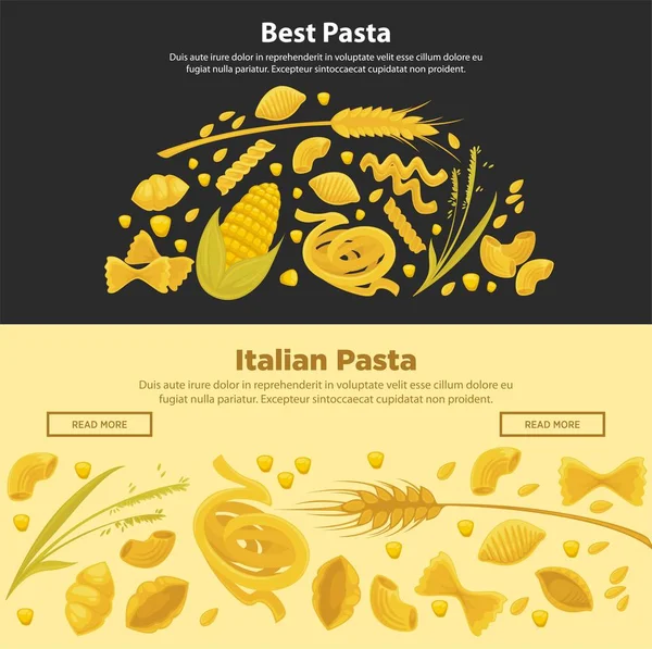 Mejor Pasta Hecha Ingredientes Orgánicos Carteles Promocionales Productos Pastelería Crudos — Archivo Imágenes Vectoriales