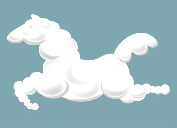 Silhouette Clouds Shape Horse Profile Jumps Fluffy Tail Long Legs — Stock Vector