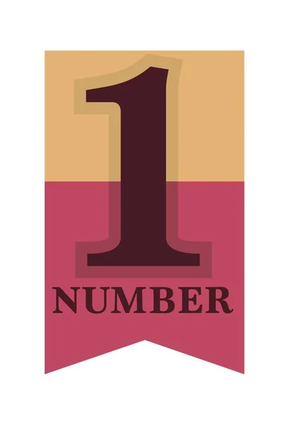 Numberone Emblemwith Sterren Linten Rond Grote Cijfer Geïsoleerd Cartoon Vectorillustraties — Stockvector