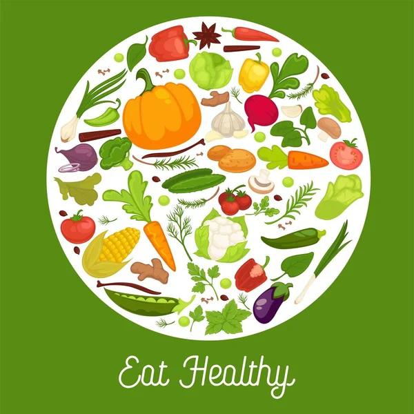 Zelenina Zdravé Potraviny Plakát Organických Vegetarián Čerstvé Zdravé Zelí Vegetariánské — Stockový vektor