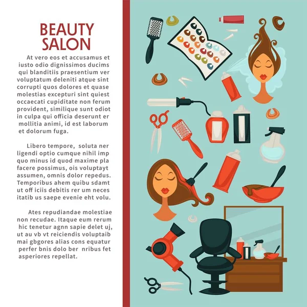 Mulher Cabeleireiro Salão Beleza Poster Design Plano Para Coloração Cabelo —  Vetores de Stock