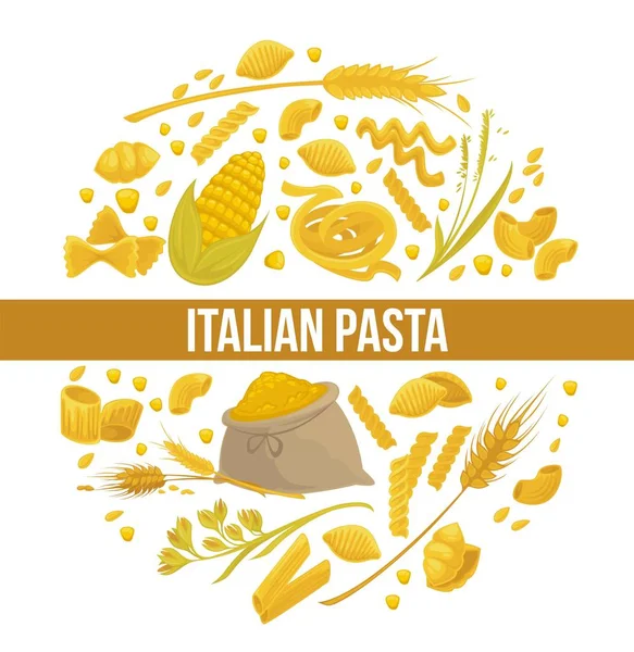 Exquisito Cartel Publicitario Pasta Italiana Deliciosa Con Productos Pastelería Bolsa — Vector de stock