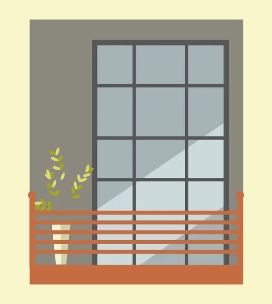 Belles Grandes Fenêtres Style Européen Avec Petit Balcon Confortable Belle — Image vectorielle