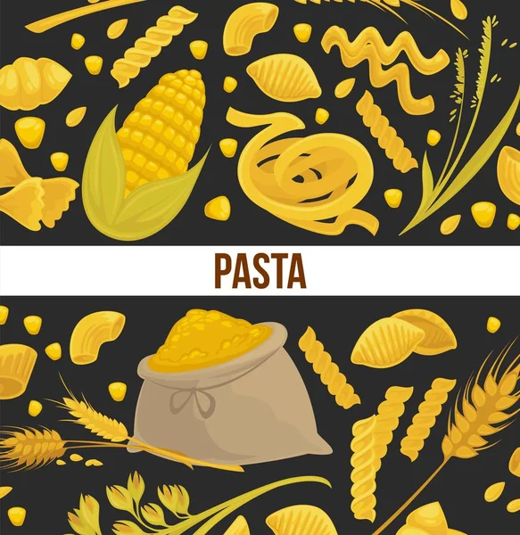 Pasta Poster Design Für Italienische Küche Oder Makkaroni Und Spaghetti — Stockvektor