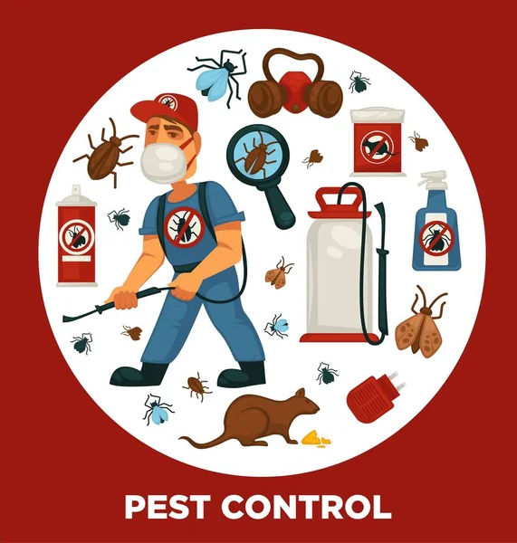 Megsemmisítő vagy pest control szolgáltatás — Stock Vector