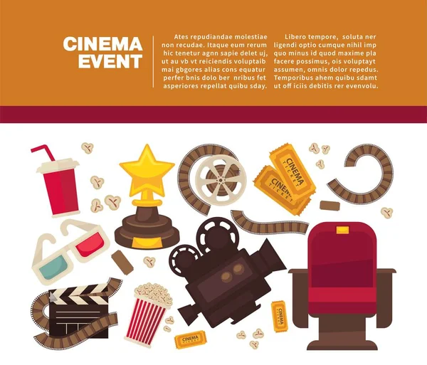 Bannière publicitaire cinéma — Image vectorielle