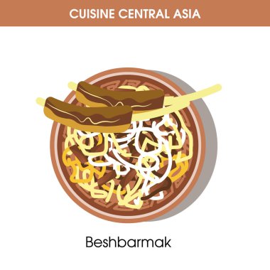 Plaka üzerinde egzotik Beshbarmak