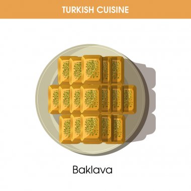 Plaka üzerinde tatlı lezzetli Baklava