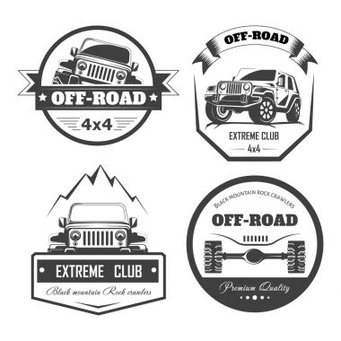Off-Road 4 x 4 extreme araba kulübü logo Şablonlar
