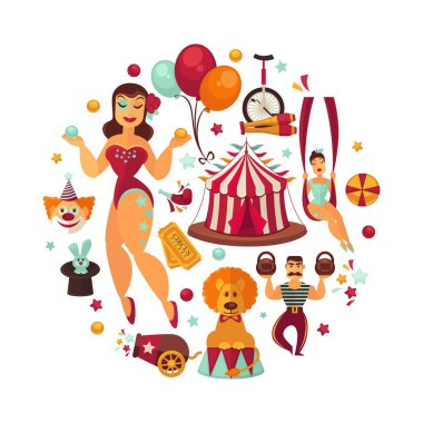 Circus show performance elements  clipart