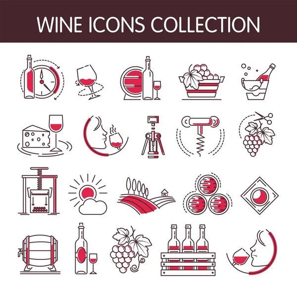 Vin ikoner collection — Stock vektor