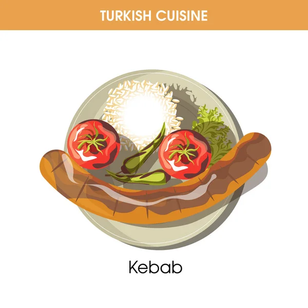 Biber biber ve garnitür ile büyük kebap — Stok Vektör