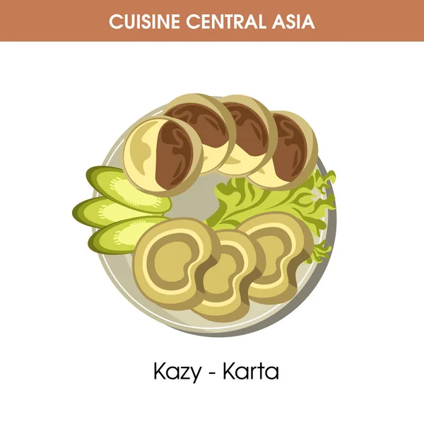 Kazy-karta Gericht auf Teller — Stockvektor