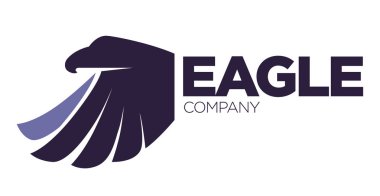 Güvenlik veya yenilik şirket kartal kuş ya da fantezi logo şablonu. Vektör izole simgesi efsanevi Firebird kullanan kanatları sembolü yaymak, yangın phoenix havayolu veya dövme tasarımı için alev