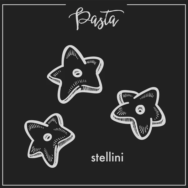 Ζυμαρικά Stellini Κιμωλία Σκίτσο Εικονίδιο Μενού Ιταλικής Κουζίνας Διάνυσμα Απομονωμένες — Διανυσματικό Αρχείο