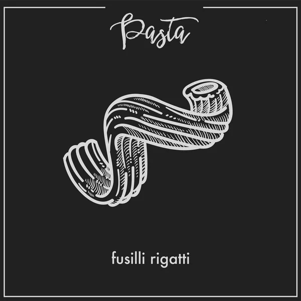 Pasta Fusilli Rigatti Icono Boceto Tiza Para Menú Cocina Italiana — Vector de stock