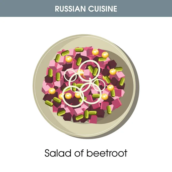 Rote Bete Salat Auf Dem Teller Aus Der Traditionellen Russischen — Stockvektor