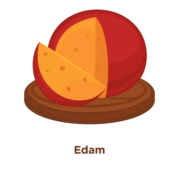 Edam Queso Tipo Vector Plano Aislado Icono Trozo Entero Rebanado — Archivo Imágenes Vectoriales