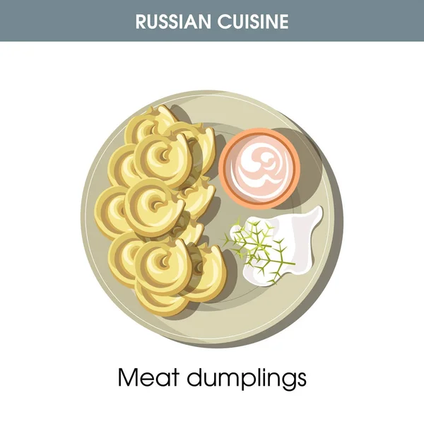 Albóndigas Carne Con Crema Agria Cocina Tradicional Rusa Ilustración Vectorial — Vector de stock