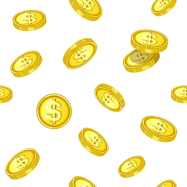Золоті Монети Падіння Вище Всередині Безшовні Картина Мультфільм Вектор Плоскої — стоковий вектор