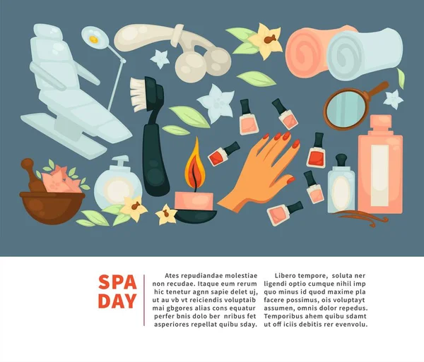 Salone Spa Giorno Corpo Relax Donna Cura Della Pelle Poster — Vettoriale Stock