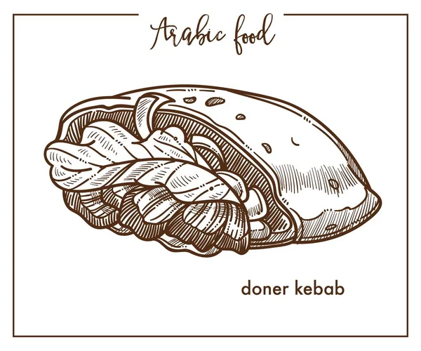 Doner Kebab Dans Une Forme Inhabituelle Nourriture Arabe Pain Pita — Image vectorielle