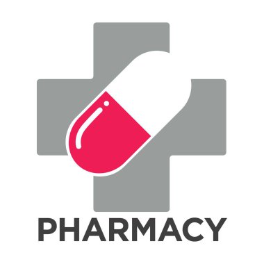 Eczane logo şablonu ile çapraz ve pill