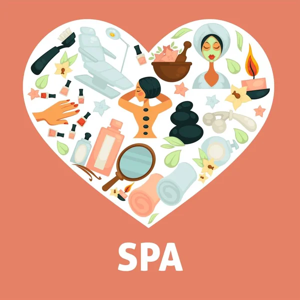 Spa Procédures Affiche Promotionnelle Avec Des Pierres Chaudes Pour Massage — Image vectorielle