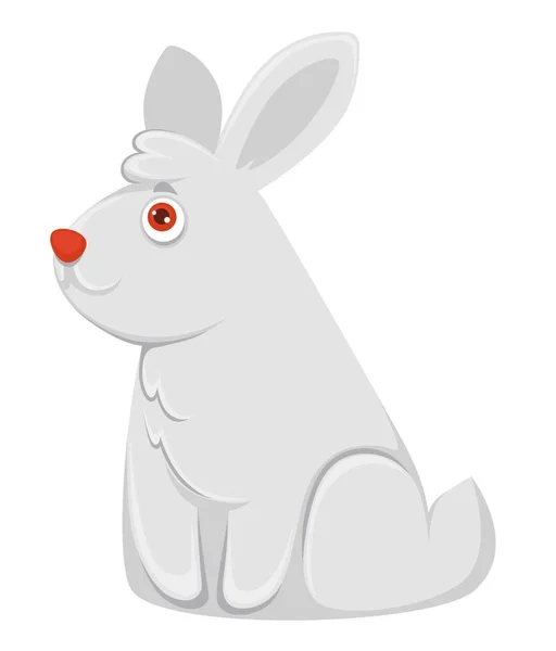 Lapin Albinos Avec Peluche Épaisse Fourrure Douce Yeux Rouges Isolés — Image vectorielle