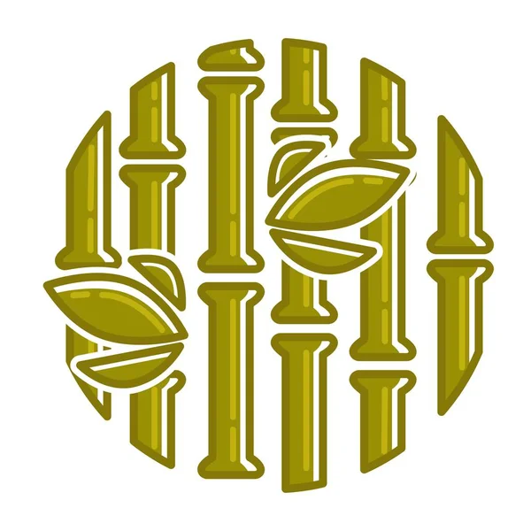 Patrón Bambú Fondo Póster Con Hojas Verdes — Vector de stock