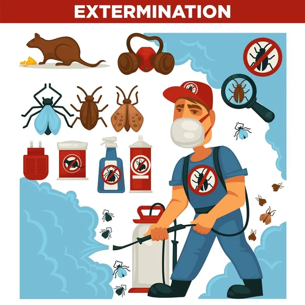 Megsemmisítő Vagy Pest Control Szolgáltatás Egészségügyi Hazai Fertőtlenítés — Stock Vector