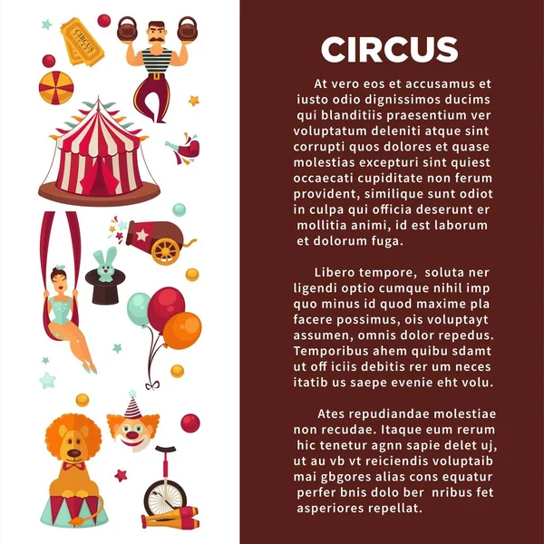 Incroyable Affiche Promotionnelle Cirque Avec Des Participants Spectacle Équipement — Image vectorielle
