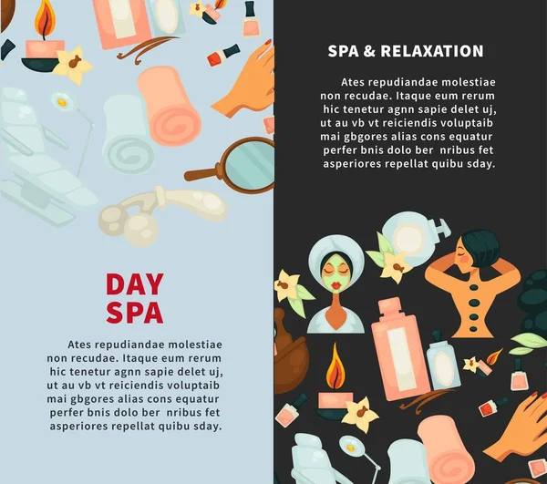 Spa Relaxation Day Vertical Promotional Posters Set — Stock Vector