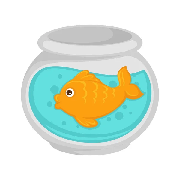 鱼缸里的鱼卡通图标在白色背景上被隔离 — 图库矢量图片