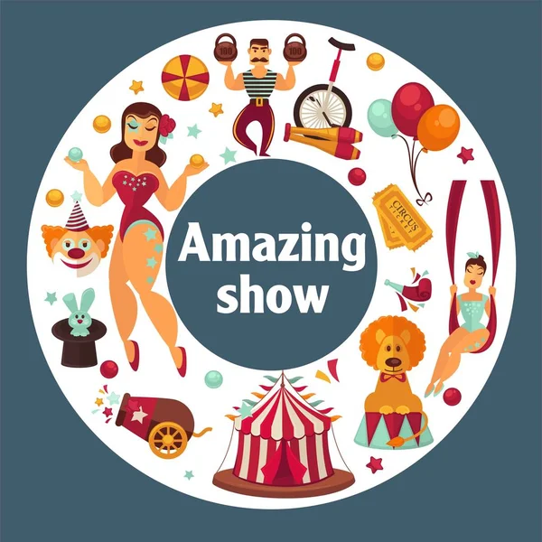 Amazing Show Famous Great Circus Promo Poster — Stock Vector