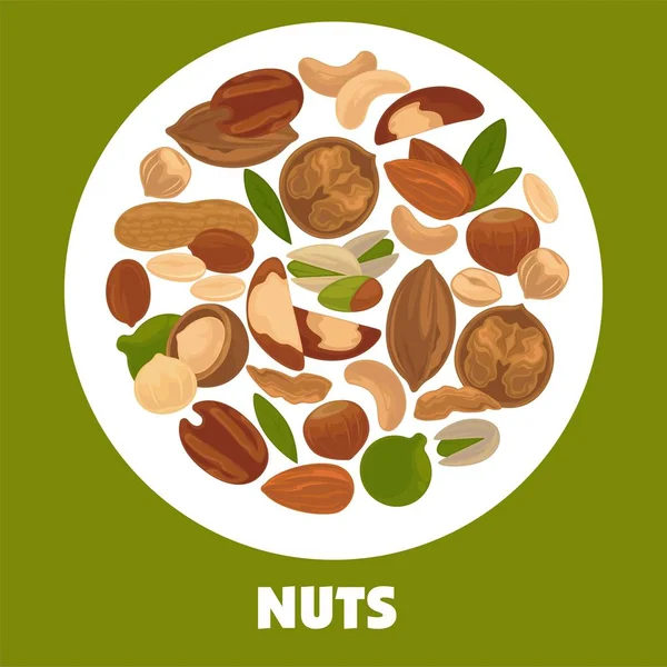Reklama Banner Kurzíva Znaménkem Uvnitř Velký Kruh Výživné Ořechy — Stockový vektor