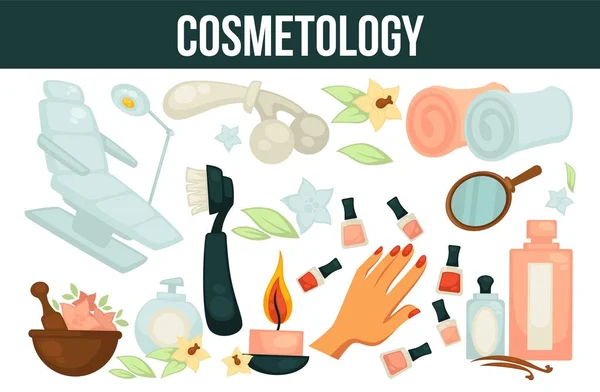 Services Cosmétologie Pour Beauté Santé Affiche Promotionnelle — Image vectorielle