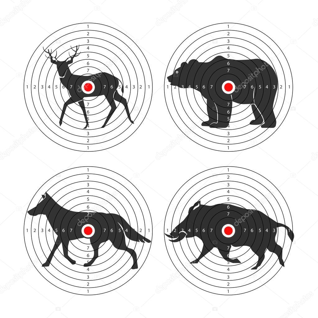 Hunting animals targets icons for hunt shooting training