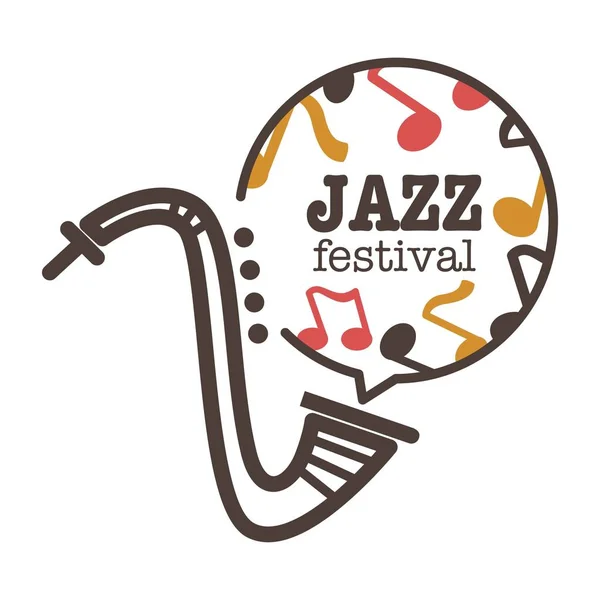 Banner Promocional Del Festival Jazz Con Perfil Saxofón Nube Llena — Archivo Imágenes Vectoriales