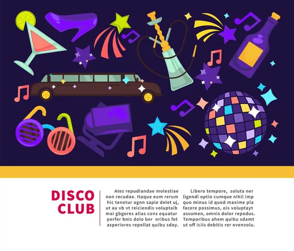 Cartel Promocional Brillante Discoteca Club — Vector de stock