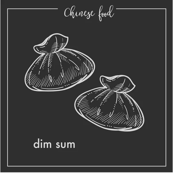Croquis Craie Nourriture Chinoise Dim Sum — Image vectorielle