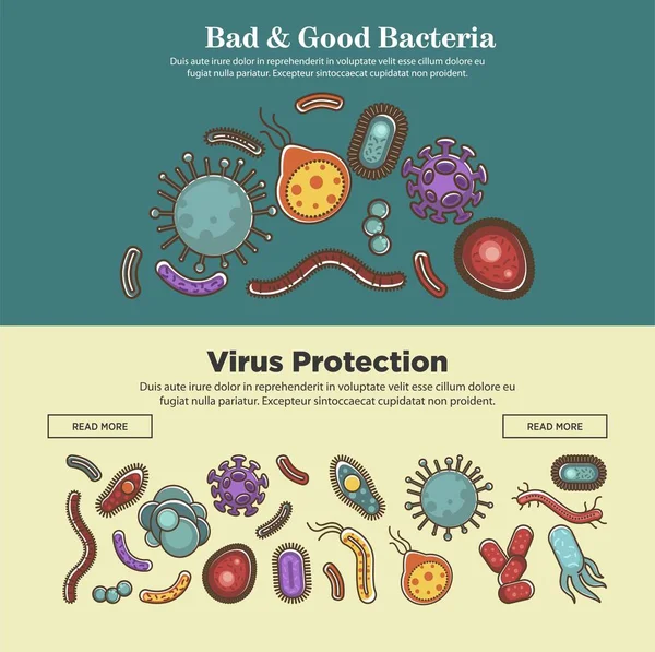 Diseño Plano Para Medicina Bacteriológica Información Prevención Enfermedades Virales — Vector de stock