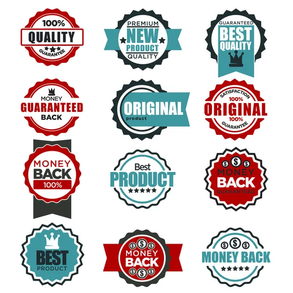 Originale Qualitätsgarantieetiketten Oder Logovorlagen Für Die Besten Produktetiketten — Stockvektor