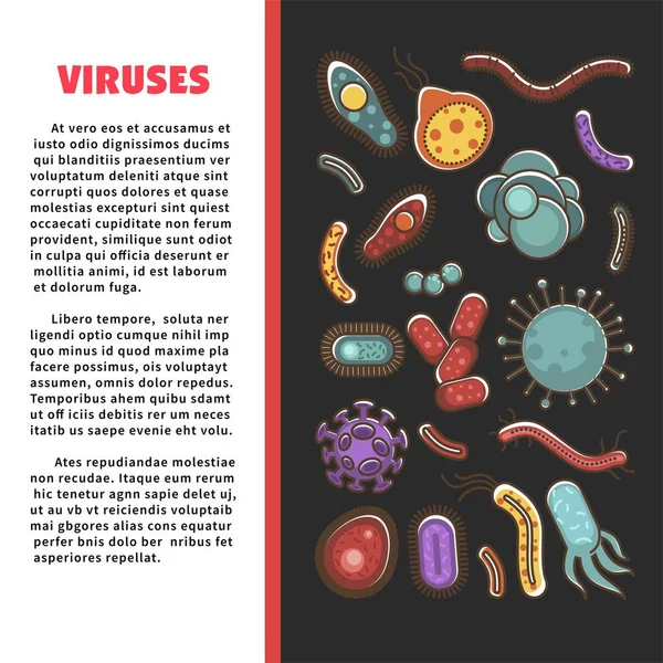 Diseño Plano Virus Buenos Malos Infecciones Por Microbios Para Medicina — Vector de stock